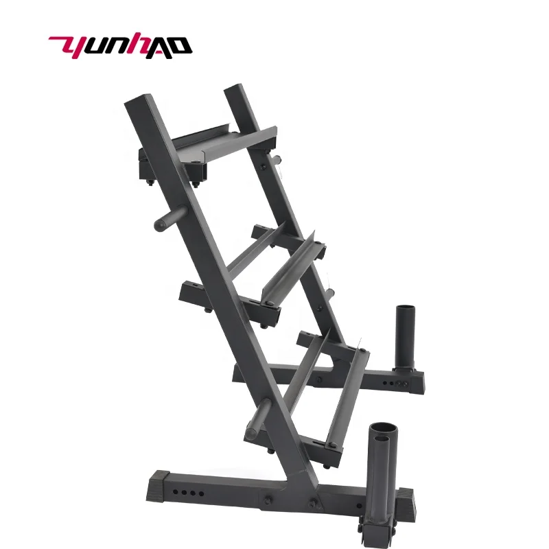 Wholesale High Quality Q235 Steel Gym Fitness Three-tier Dumbbell Storage Rack With Hex dumbbell/Barbell/ Weight plate