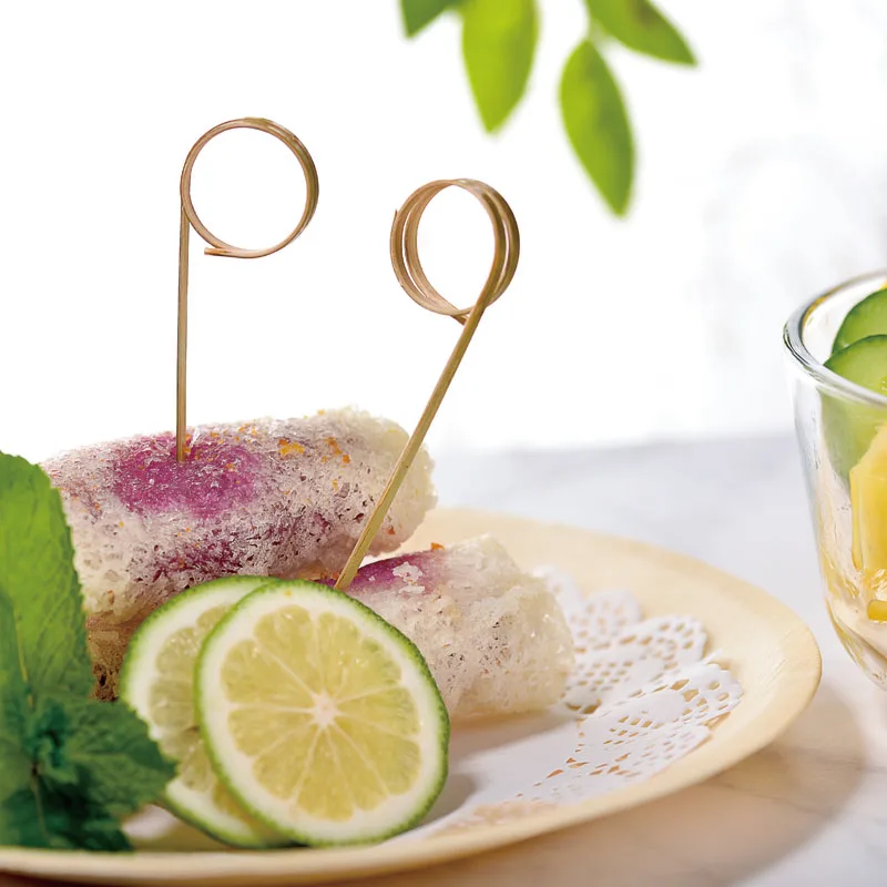 Natural Bamboo Finger Skewers Restaurant Appetizer Food Fruit Dessert Picks Biodegradable Bar Decoration Dried Bamboo Stick