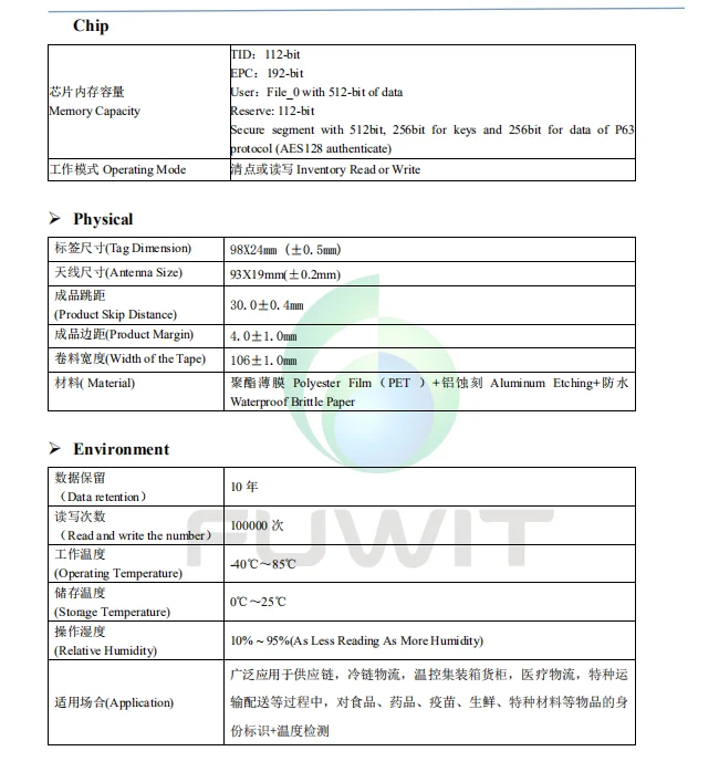 China Supplier Waterproof Temperature Sensor Uhf Rfid Tag/label/sticker