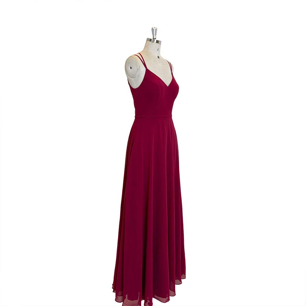 TEENYEE Ladies Back Slip Floor-Length Bridesmaid Dress Large Sizes Red Evening Dresses For Women Bridesmaid Dresses Wedding