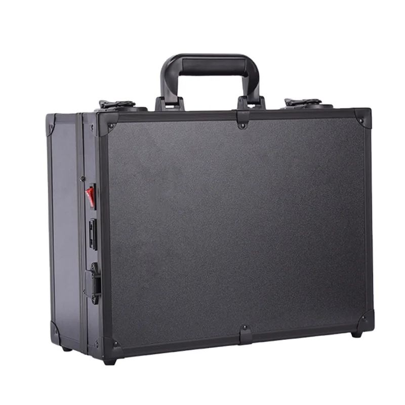 Professional pink black 3 color LED travel makeup train case with mirror light