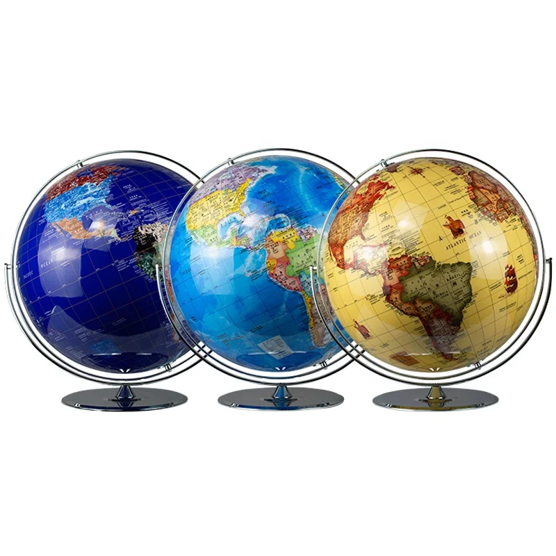 Seeball 50cm Retro Desktop universal bright chrome globe For  Popular Science Education Business Home Decoration Desktop Globe