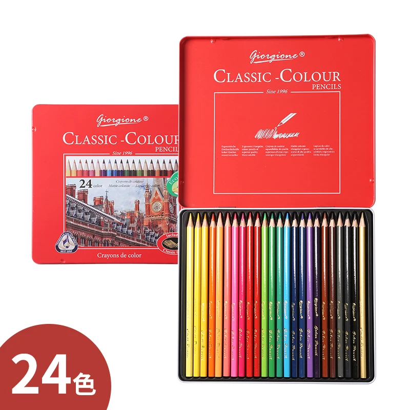Giorgione DIY Painting 120 Colors 3.8mm Lead Core Color Pencil Iron Box Oil Based Colored Pencils Set For Artist Drawing