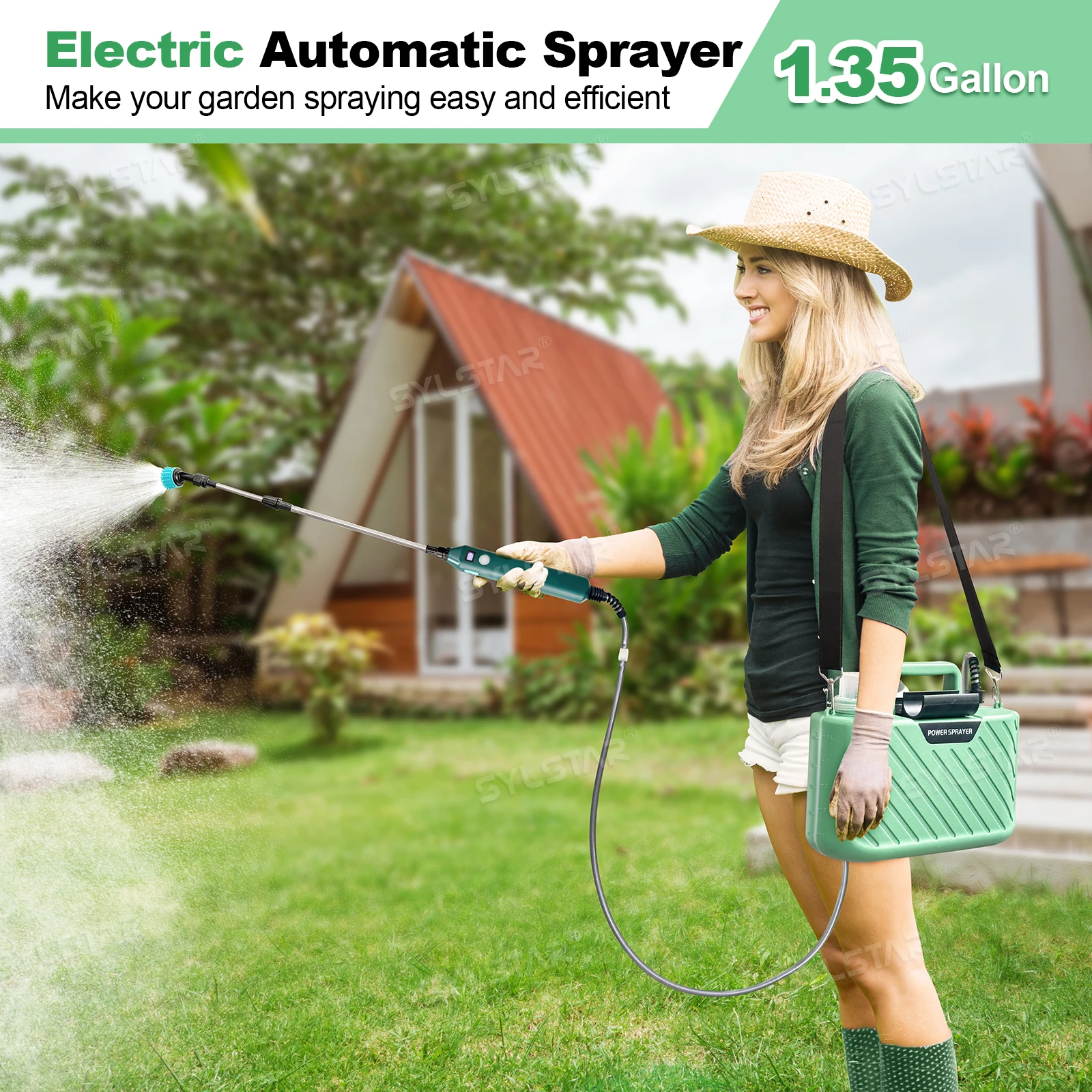 Sylstar Home Garden Square 5L Battery Agricultural Spray Pump Portable Electric Power Sprayer