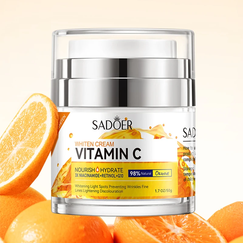 OEM SADOER Private Label Fruits Nourishing Skin Care Products Citrus Vitamin C Anti Aging Moisturizing Brightening Facial Cream