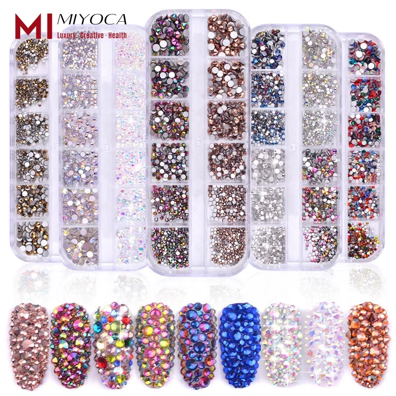 
MIYOCA Trendy Nail Accessories Nail Crystal Box 3d Charm Nail Art Jewelry Crystals Rhinestones Rhinestones 3d Nagel 