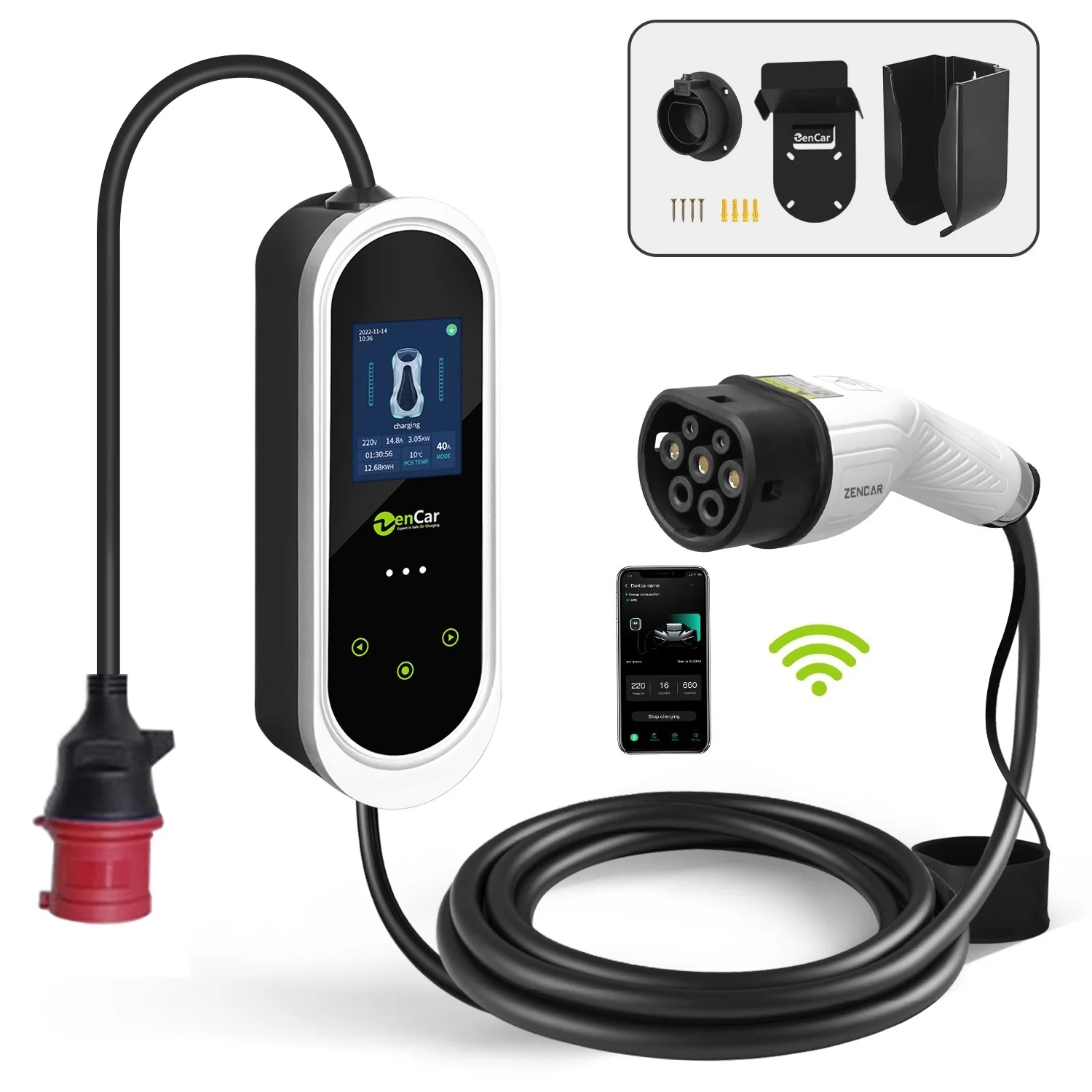 Popular 16A 3 Phase Type2 Portable EV Charger 11KW Best Ev Charging Evse With Red Cee plug