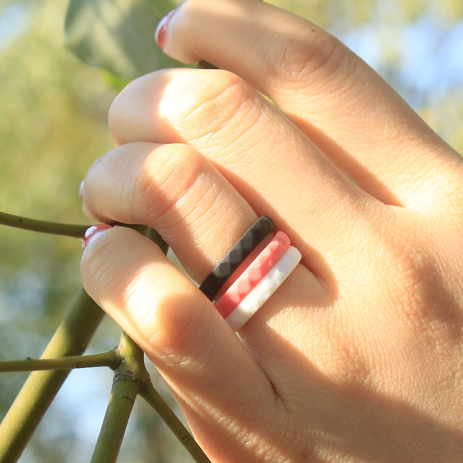 Custom Combination Silicone Thin Finger Rings Sport Women Silicone Wedding Bands