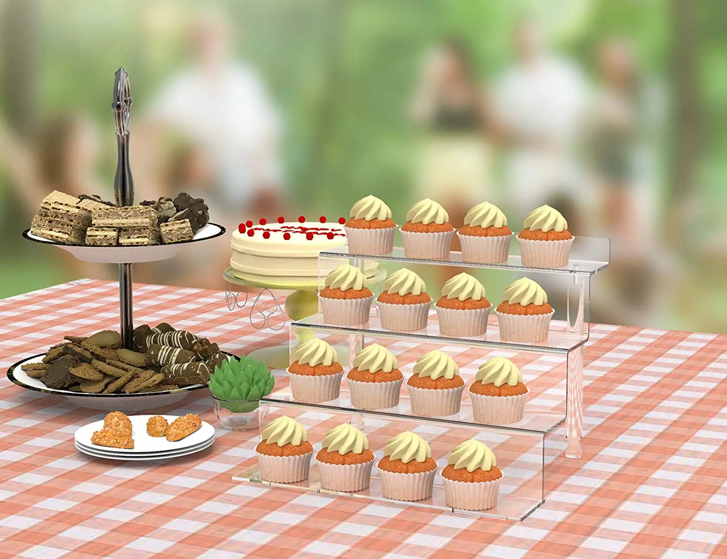 Acrylic Riser Display Shelf 4 Tier Display Riser for Amiibo Funko POP Figures Counter Display Stand Risers for Organization