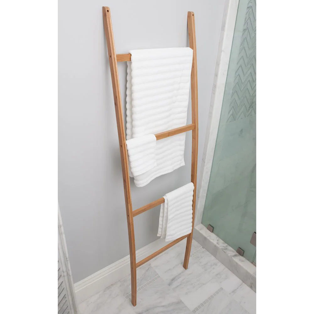 Bamboo Ladder Towels Bathroom Decorate Bamboo Ladder Household Standing Towel Rack