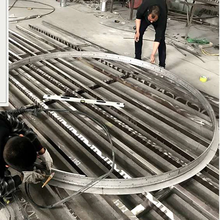 Outdoor Metal Torus Statue Water Fountain Stainless Steel Art Ring Round Sculpture