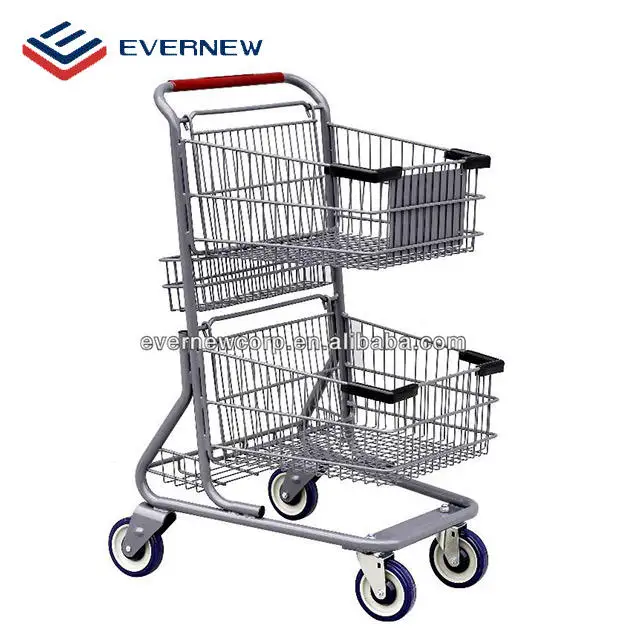 foldable 2-Tier Grocery Shopping Cart folding shopping cart