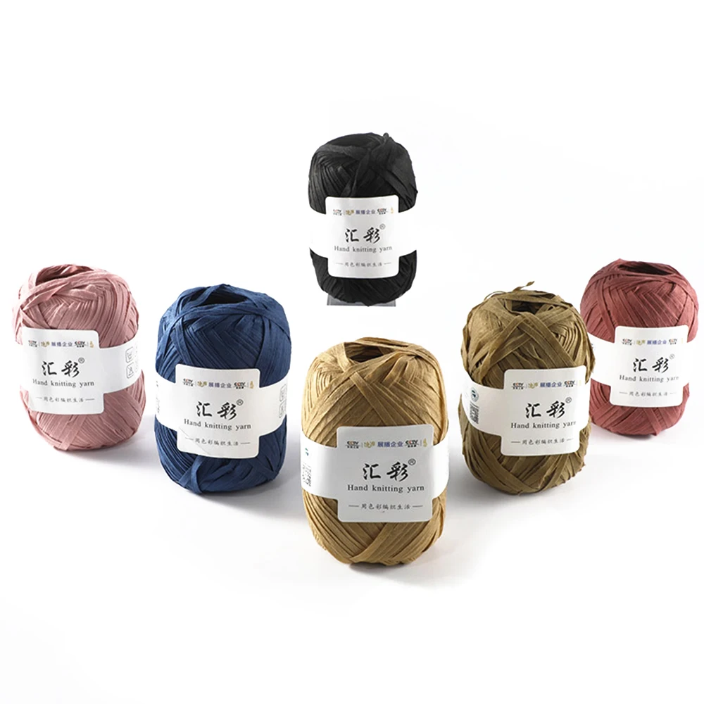 Heny Sale Natural Yarn Skein 100% Polyester Summer Paper Raffia Yarn For Crochet Sun Hat