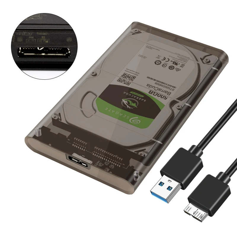 2 5 дюймов USB 3 0 SATA HDD Box жесткий диск внешний корпус прозрачный чехол сверхвысокой плотности цвет серебристый металлик съемный для корпуса жесткого