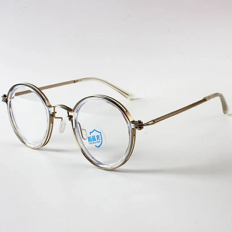 Retro Round Black Eyeglasses Frame Anti-blue Light Men Trend Vintage Optical Frame Computer Glasses Wholesale