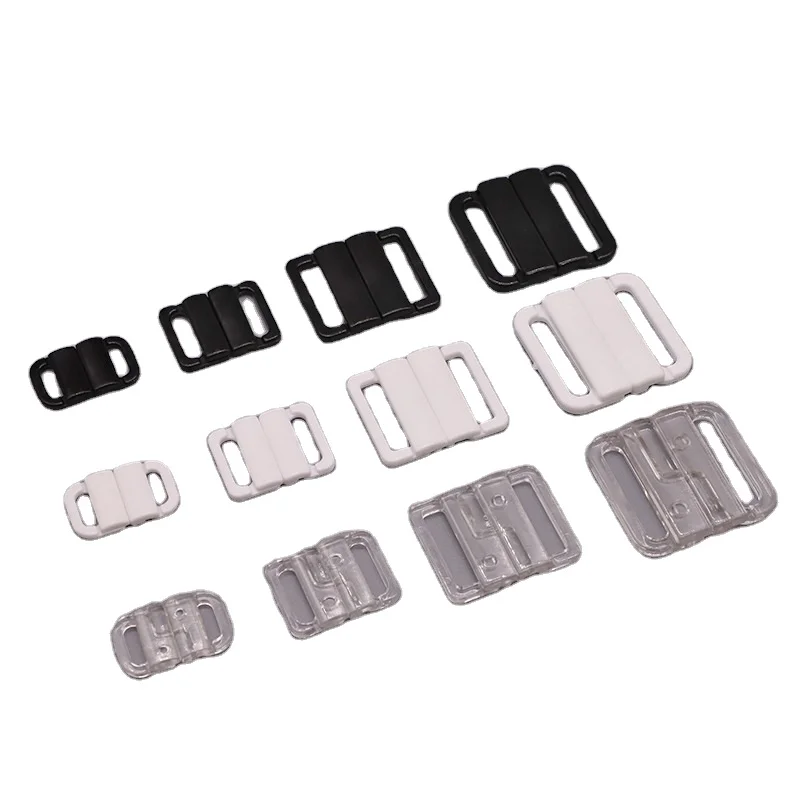 Factory direct sale White Black Clear Plastic Clasps Lingerie Accessory Sewing Bikini Bra Clasps Closure Hook & Clasp Fasteners