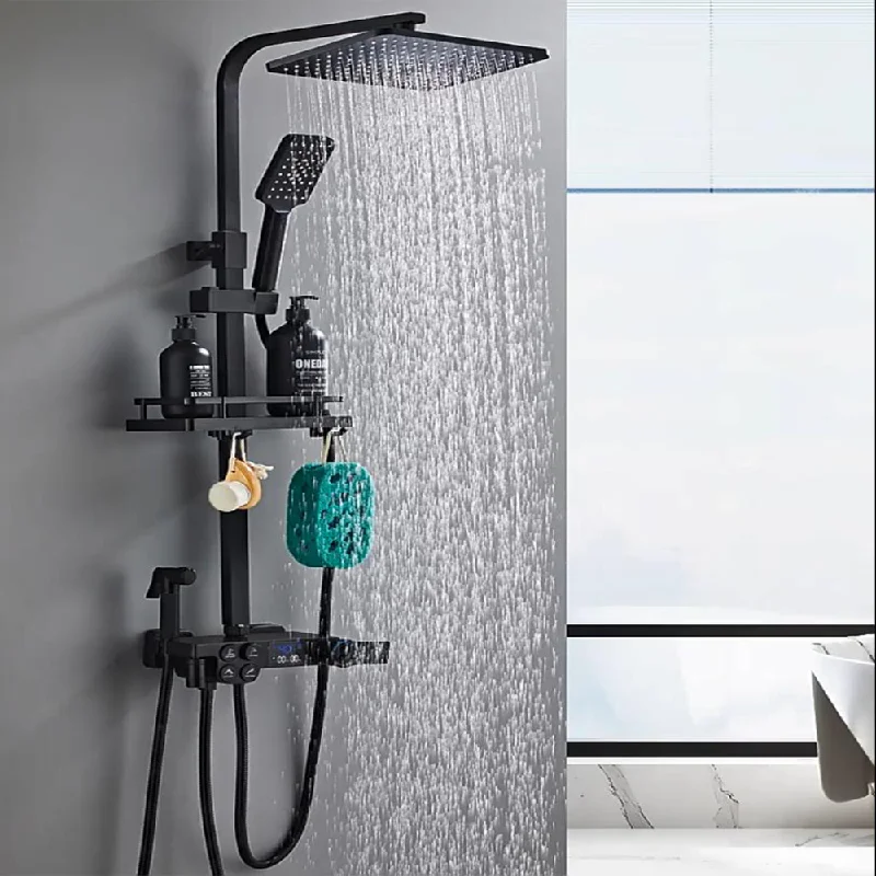 Black Gold Bathroom sets thermostatic shower mixer bathroom and Thermostatic shower System faucets Bathroom Shower head Set