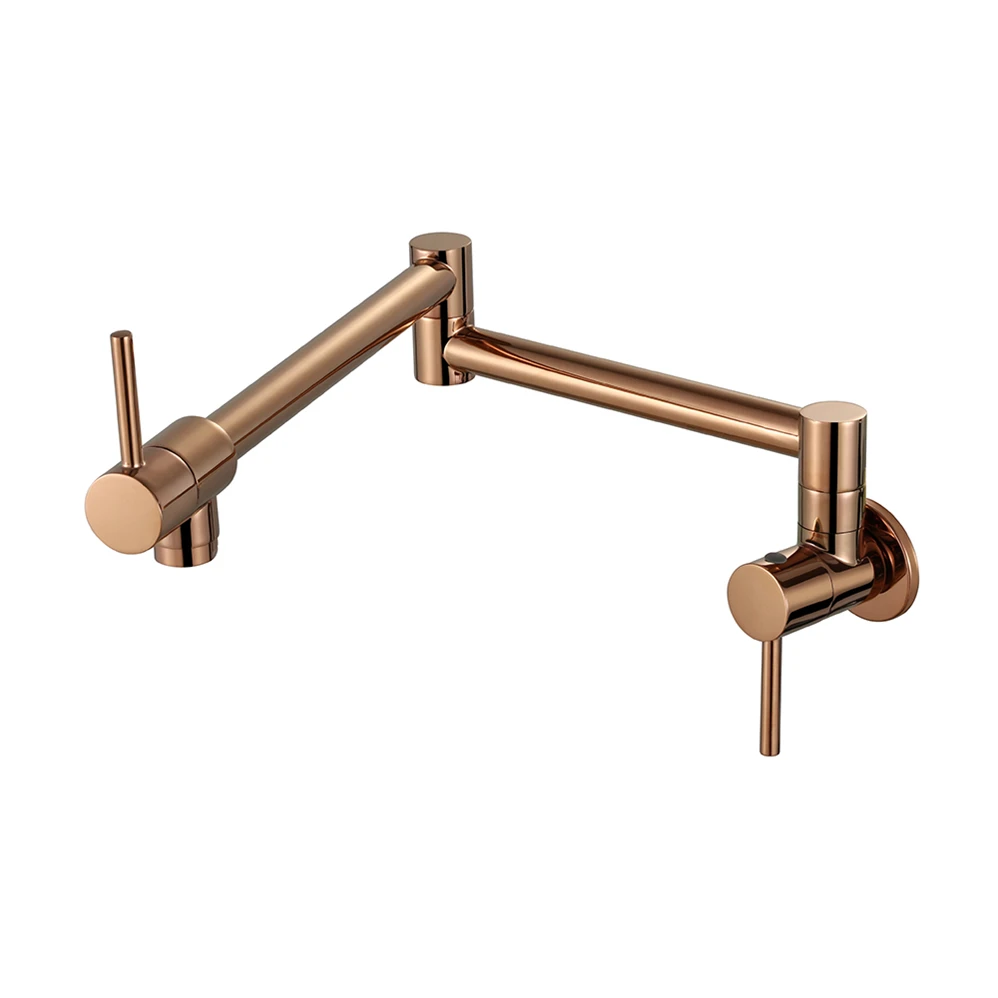 China Factory Modern Design Chrome Wall Mounted Kitchen Pot Filler Brass Folded Kitchen Faucets