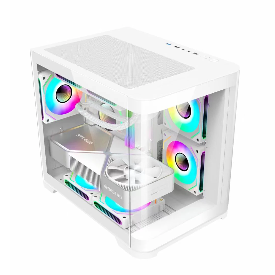 Low price of Brand new 5 card slot expansion esport gaming computer case M-ATX panoramic sea view room chassis