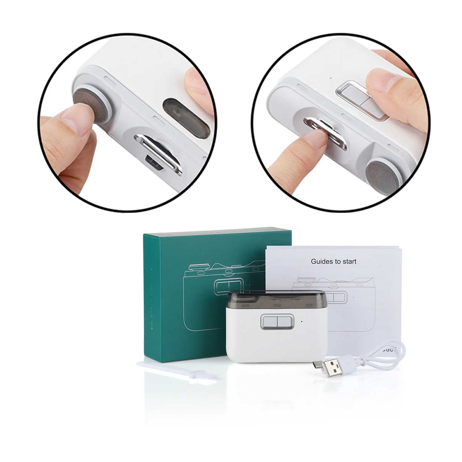 2 IN 1 Electric Nail Clipper With LED Light Automatic Nail Grinder Trimmer Rechargeable Nail Scissor Polishing
