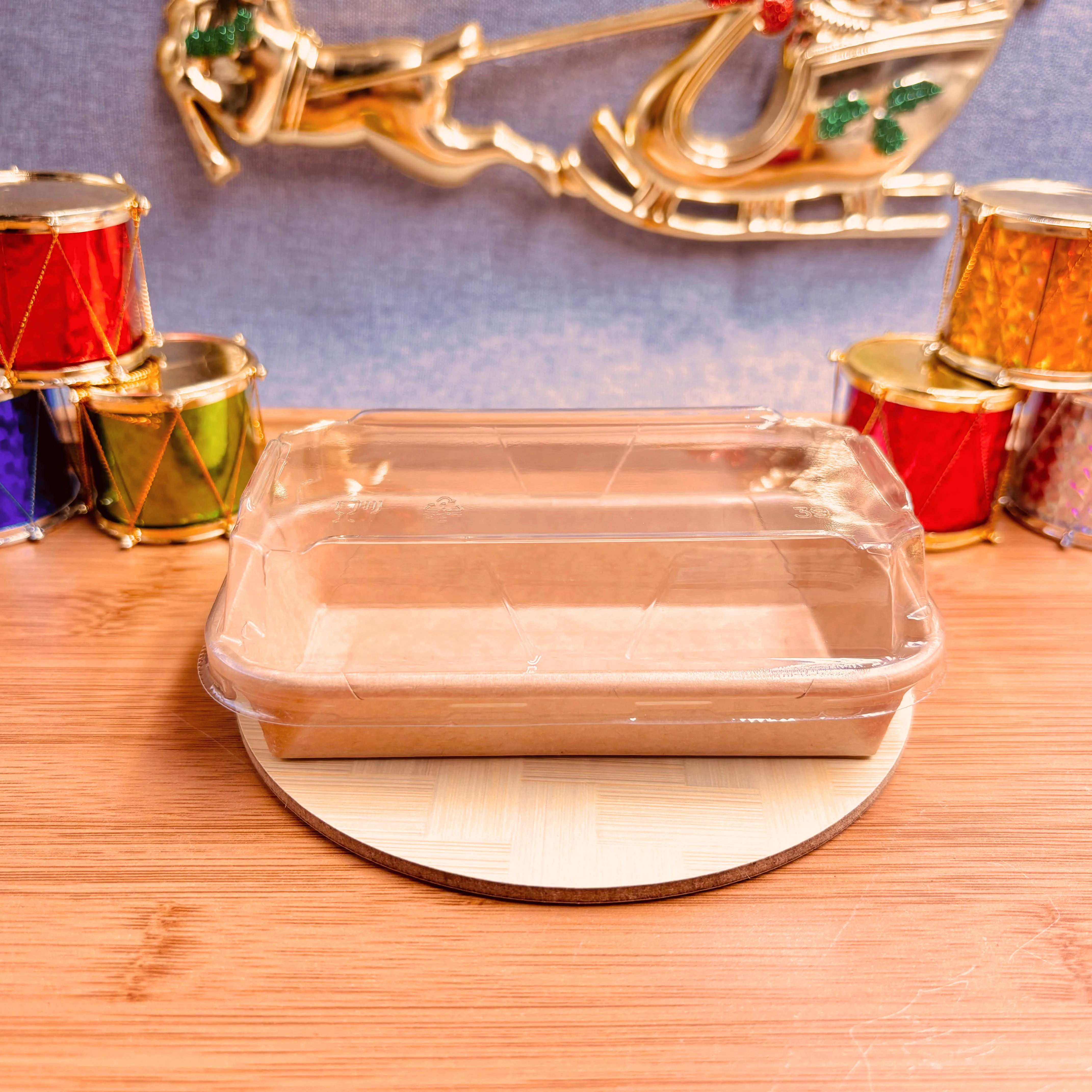Eco Friendly Catering Supplies Packaging Takeaway Disposable Kraft Paper Food Box With Clear Lid