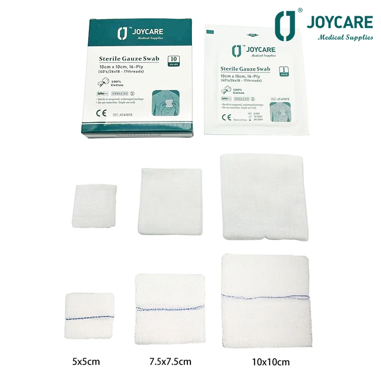 ISO13485 CE Certification EO OZONE Disinfected 100% Cotton Medical Dressings abdominal Sterile Gauze Swab 10x10