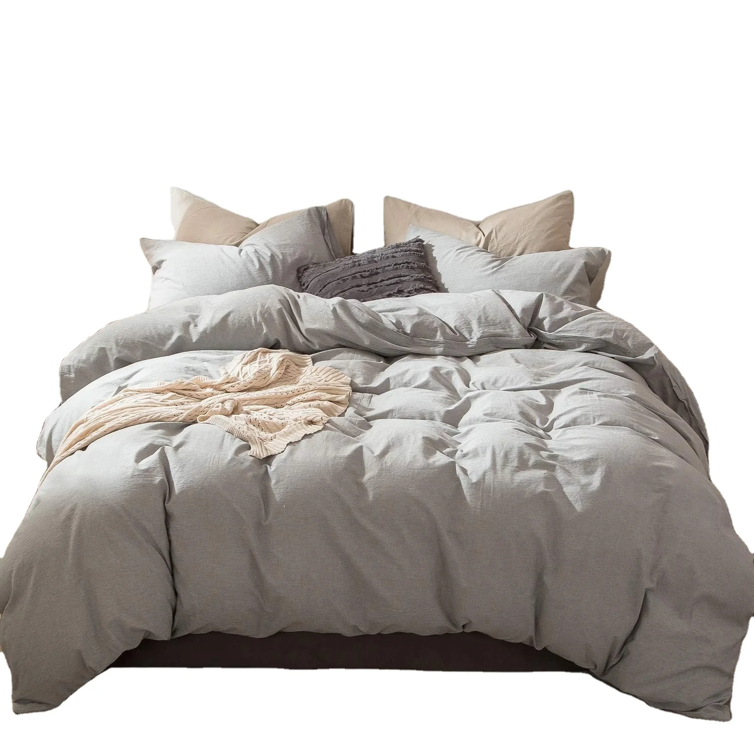 custom duvet cover made of 100% washed cotton like soft linen fabric bedding luxury duvet bedding set king size silk quilt