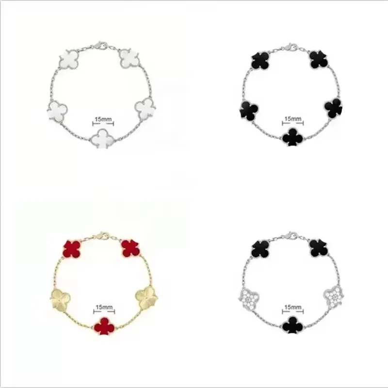 Wholesale of high-quality jewelry clover bracelets, fashionable and classic agate bracelets,stainless steel clover bracelet