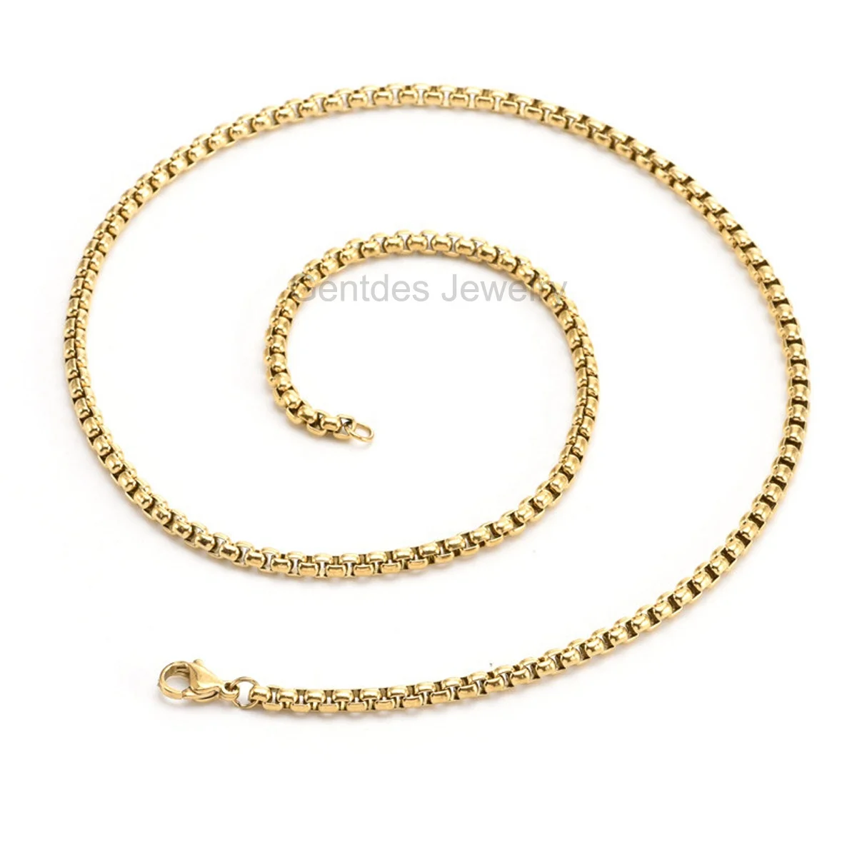 Gentdes Jewelry Custom 316 Stainless Steel Box Chain Necklaces With Lobster Claw Clasps Jewelry Pendant For Men