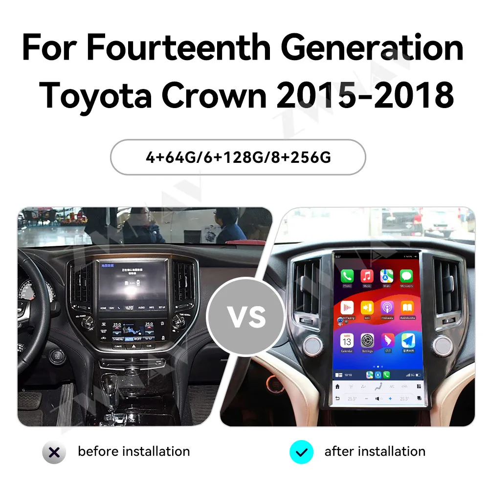 ZWNAV 13.6 Inch Carplay For Fourteenth Generation Toyota Crown 2015-2018 Car Radio GPS Navigation Multimedia Display Screen