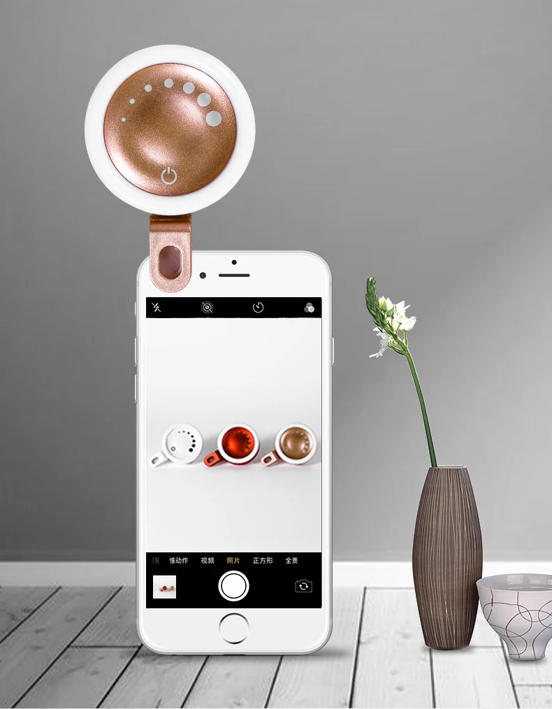Portable Phone LED Selfie Ring Light Rechargeable Selfie Light with Make-up Mirror