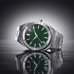 Custom Watch Dial Sunray Green Japan Movt Quartz Horloges Watch Stainless Steel Back