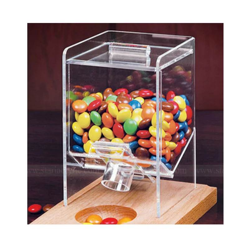 Wood and Acrylic Desktop Candy Dispenser,hot sale acrylic desktop dispenser,Desktop candy dispenser with wooden base