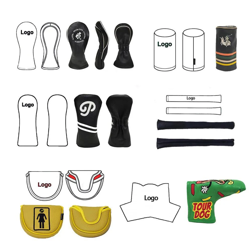Wholesale Custom Golf Driver Head Cover Cartoon Embroidery Golf Accessories Waterproof Leather Malbon Golf Club Cover