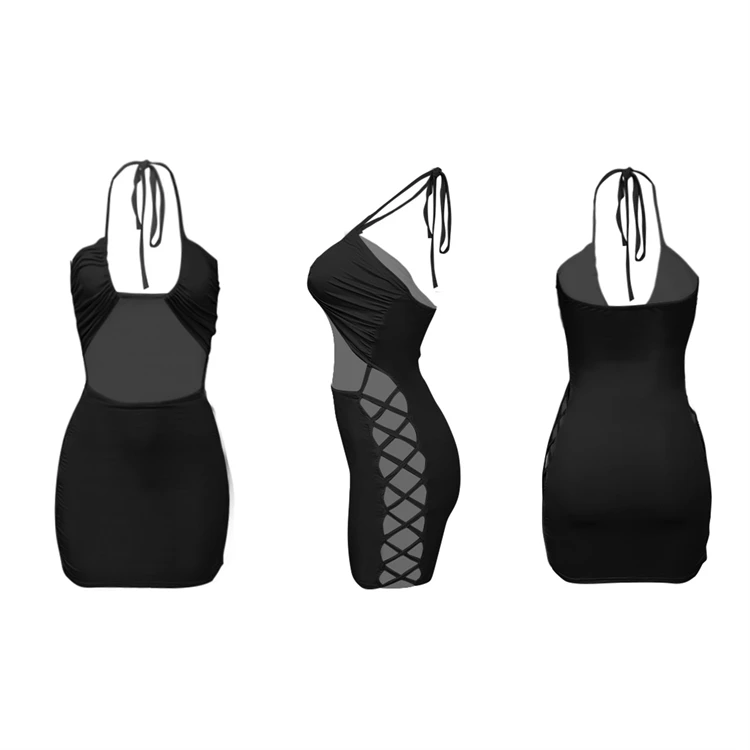 Newest Design 2021 New Arrivals Solid color Wrap top Bandage Bodycon Women Fashion Clothes Sexy Mini Dress