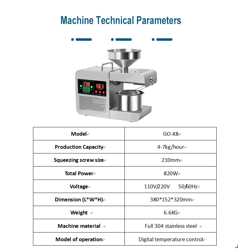 home  small  Cold and Hot Press Peanut Coconut Sunflower Oil Press Machine Oil Mill Making Pressing Extracting Machine