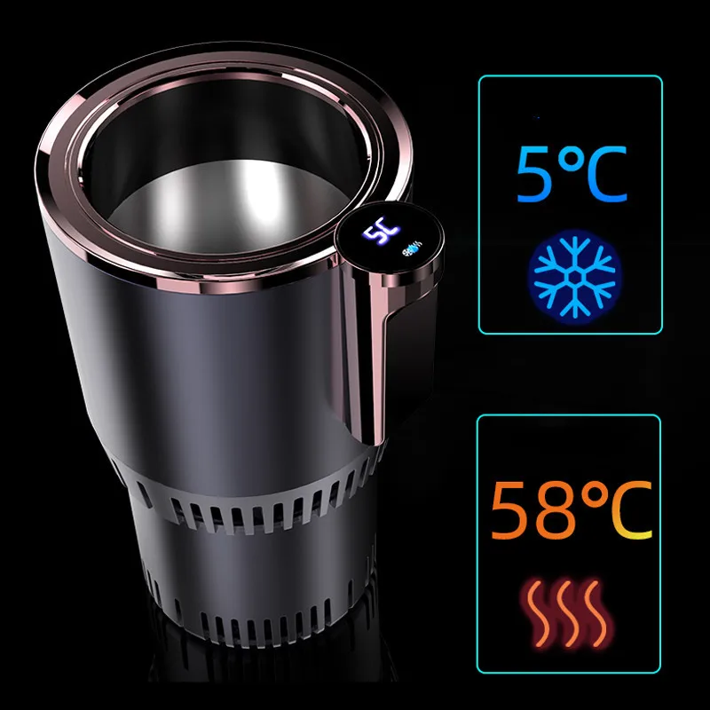 2-in-1 smart car Stainless Car Gadget usb Dc 12v Electric Heating Car Cup Auto Drink Cooling And Heating Cup Holder Heated Cup