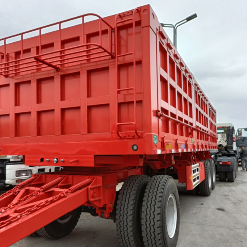 2 axles 3 Axles 20ft 20 Tons Drawbar Cargo Fence Semi Trailer Full Trailer Drawbar Side Dump Full Trailer