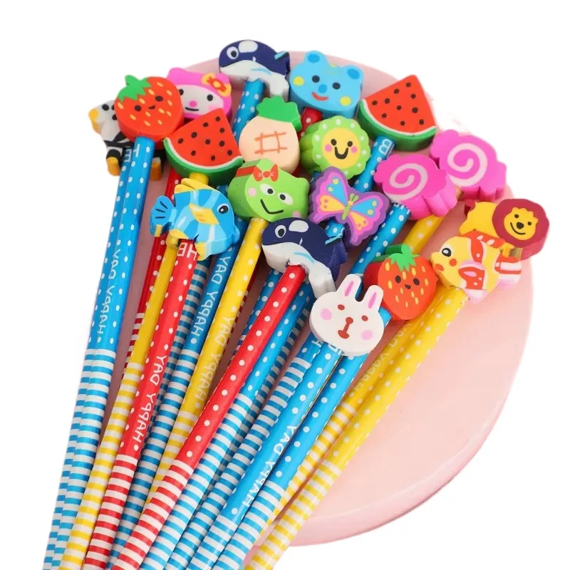 New Kawaii Cute Cartoon Eraser for Students Wood Material for Painting Children Stationery School Supplies Independent Packaging
