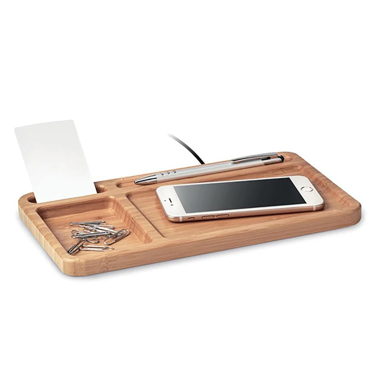 Custom Qi Certified Bamboo Wood Wireless Charger Stand Personalized Quick Wireless Mobile Charging Pad with Phone Holder