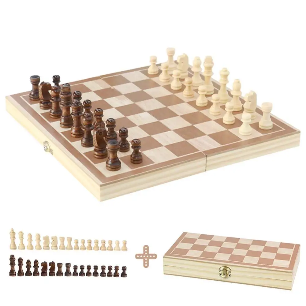 Chess Set Board Game Wooden Toy Handmade Folding Travel Chess Set for Kids Adults International Chess Party Game