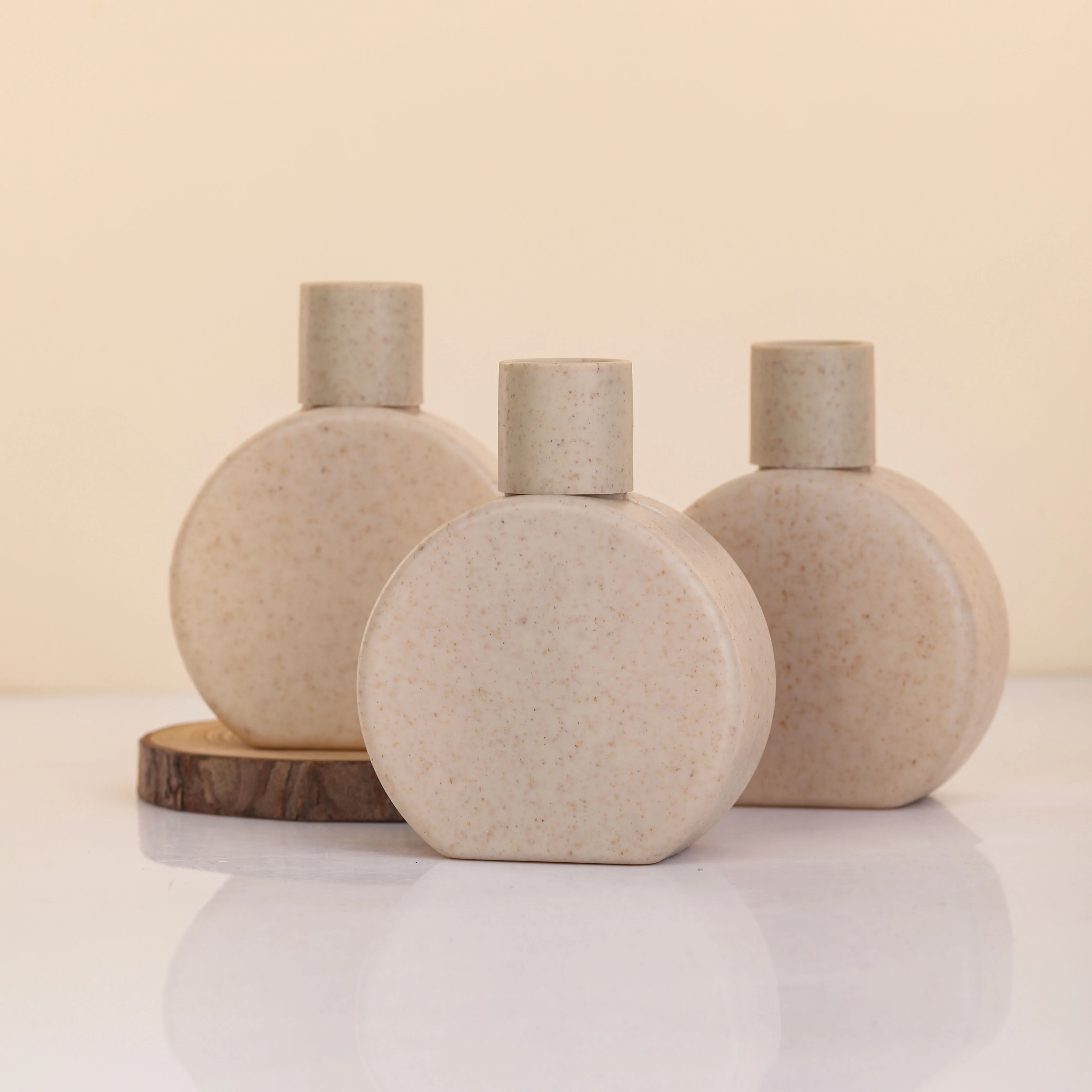 Eco Friendly 100ml PCR PLA Biodegradable Empty Plastic Round Wheat Straw Degradable Squeeze Lotion Soap Bottle With Screw Cap