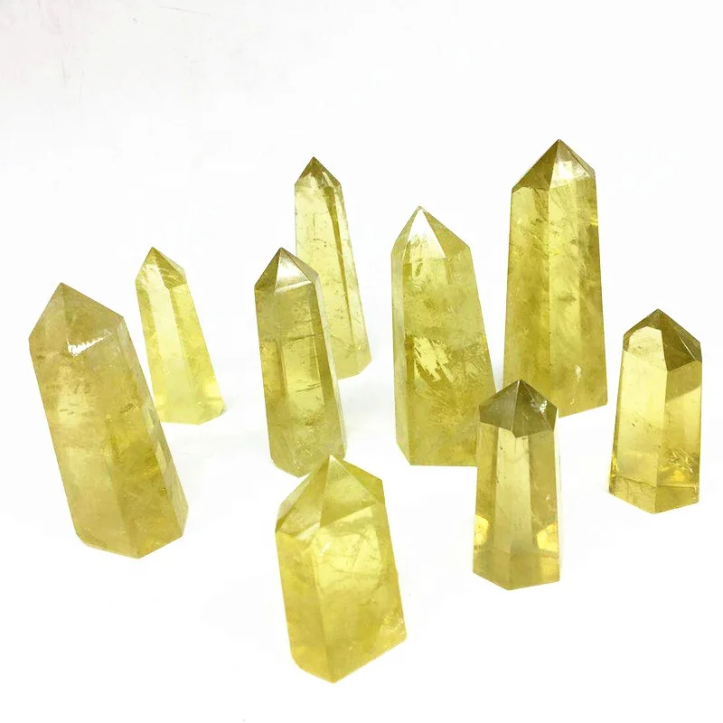 Wholesale Natural Crystal Quartz Point Healing Carved Crystal Tower Folk Crafts Yellow Clear Citrine For Healing