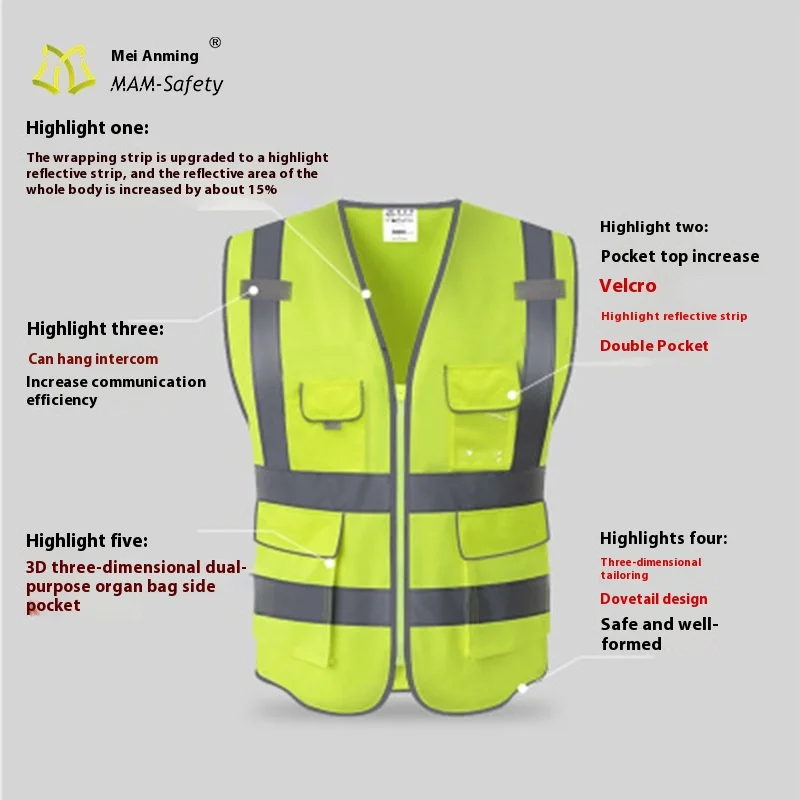 High-End Reflective Safety Vest Polyester Security Clothing for Cars Customizable with Logo Direct Supply from Manufacturer