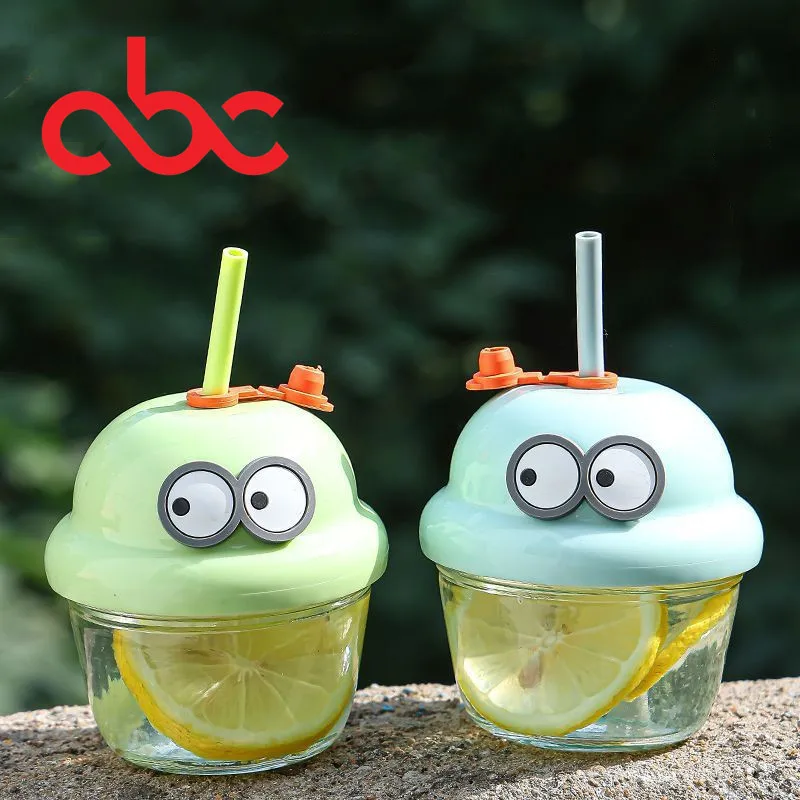 Wholesale 7oz 210ml Wide Lid Glass Drinking Mug Straw Coffee Beer Fruit Juice Drink Cup Female Summer Glass Home Cups