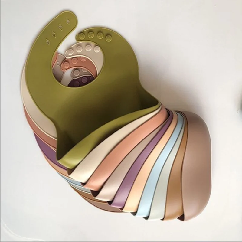 BPA FREE Silicone Waterproof Baby Soft Bibs Toddler Kids Adjustable Easy Clean Feeding Apron Saliva Bibs