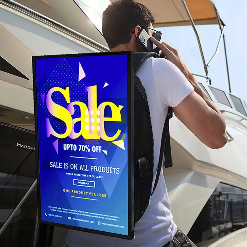 Human Walking Digital Billboard Lcd Walking Billboard Portable Backpack Walking Billboard