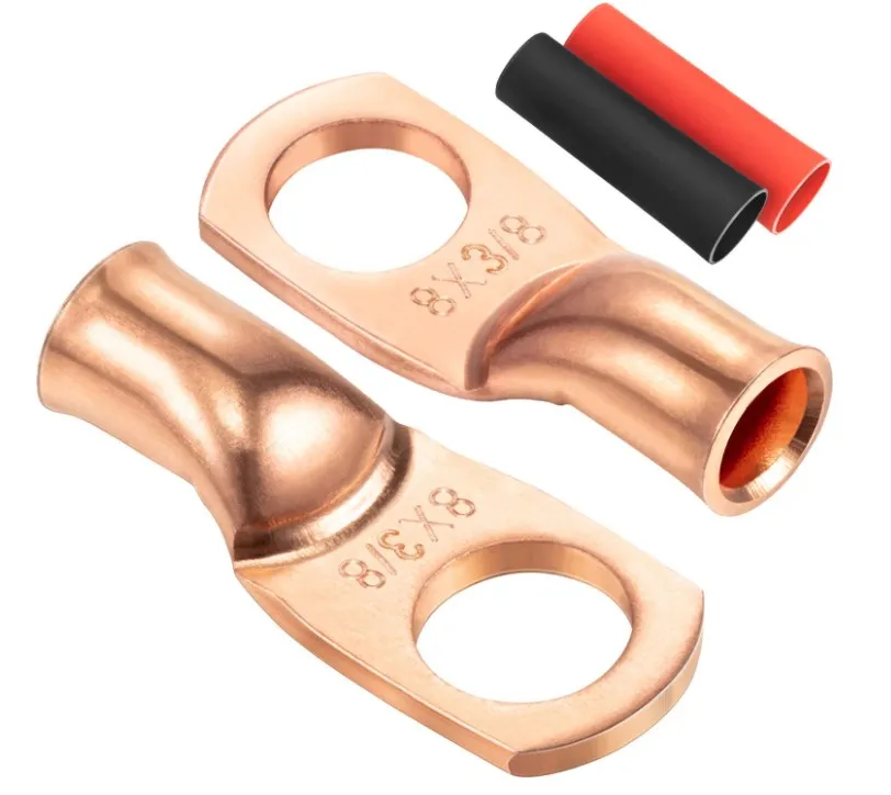 Наконечники для проводов 1/0 дюйма, медные кабельные наконечники, клеммные соединители для аккумуляторов, клеммы-обжимные кольца, аккумулятор, калибр 3/8 дюйма