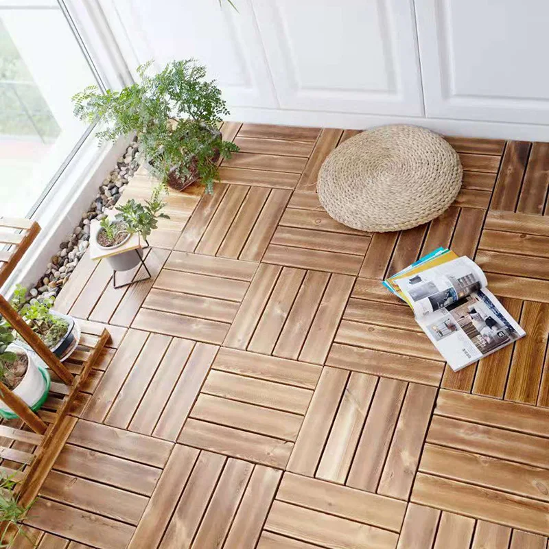 Garden Anticorrosive Floor Carbonized Wood Solid Wood Flooring Panel Outdoor Terrace Engineered Wooden Flooring