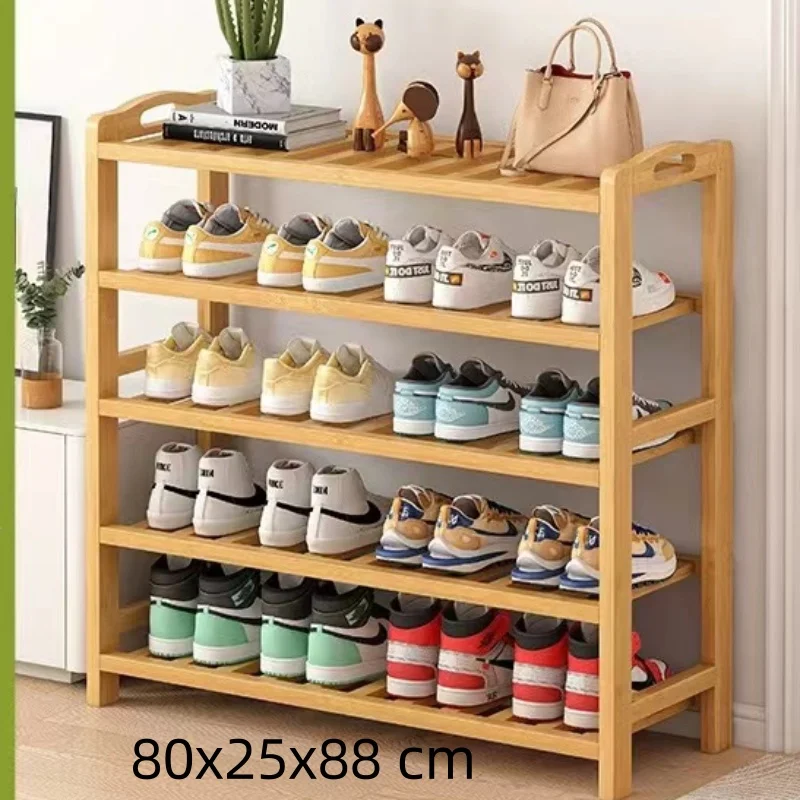 Custom Made Wooden Bamboo Large Capacity Five-tiers Simple Shoes Rack For Storaging Shoes Or Space-saving Home Shoe Cabinet
